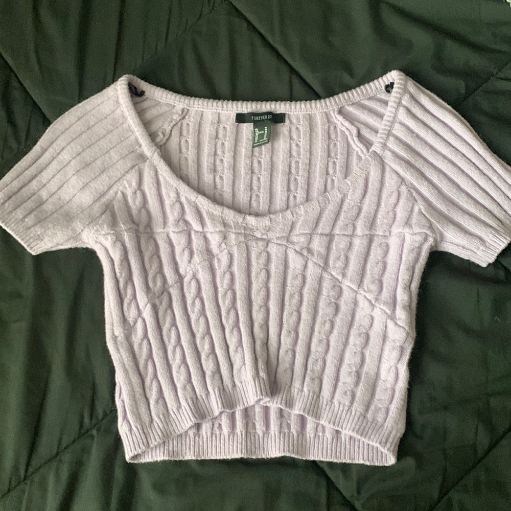 Knitted short sleeve crop top